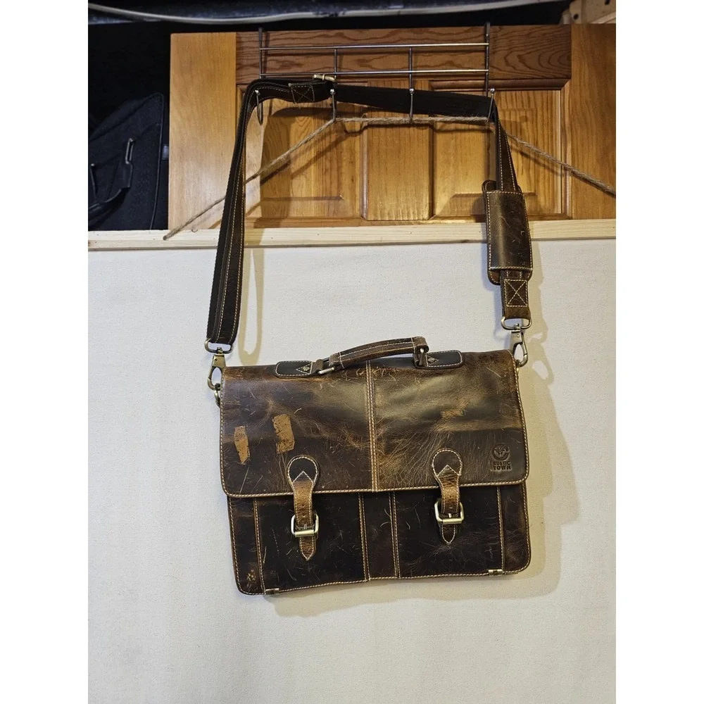 Rustic Town Leather Mens Computer/ Work Bag 15x 10