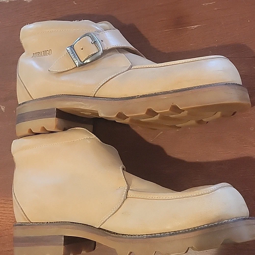 DURANGO LEATHER ANKLE BUCKLE BOOTS 11D TAN