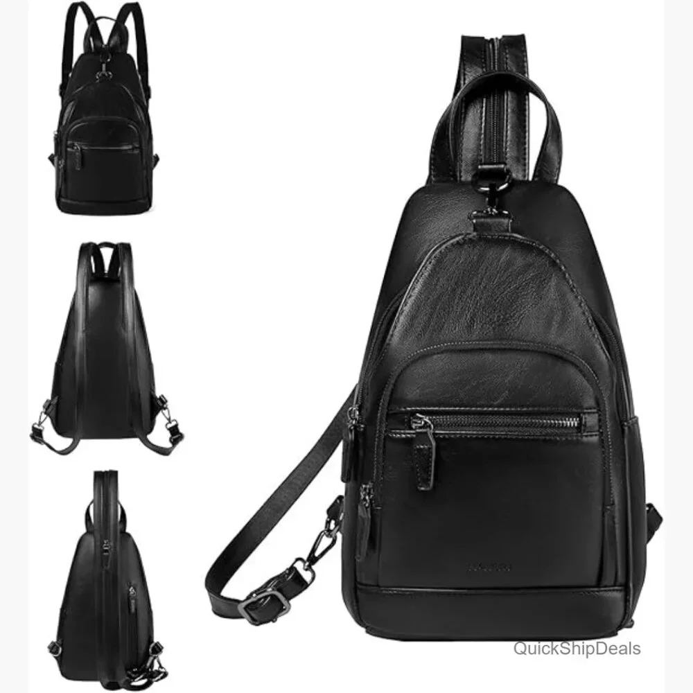 Anti Theft PU Leather Convertible Sling Backpack Daypack Women