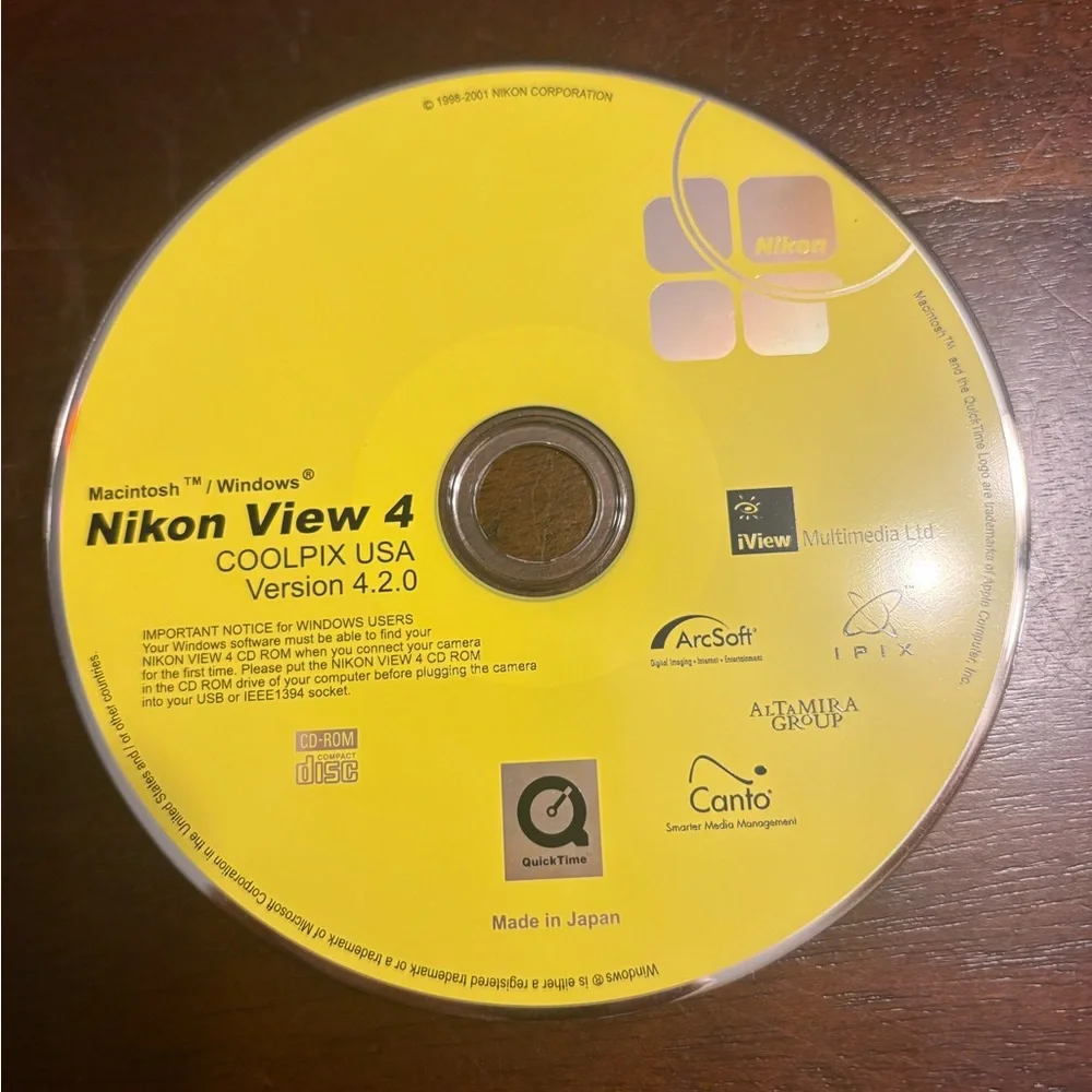 Vintage Nikon View 4 CD-ROM COOLPIX USA v4.2.0 Software Disc (1998–2001)