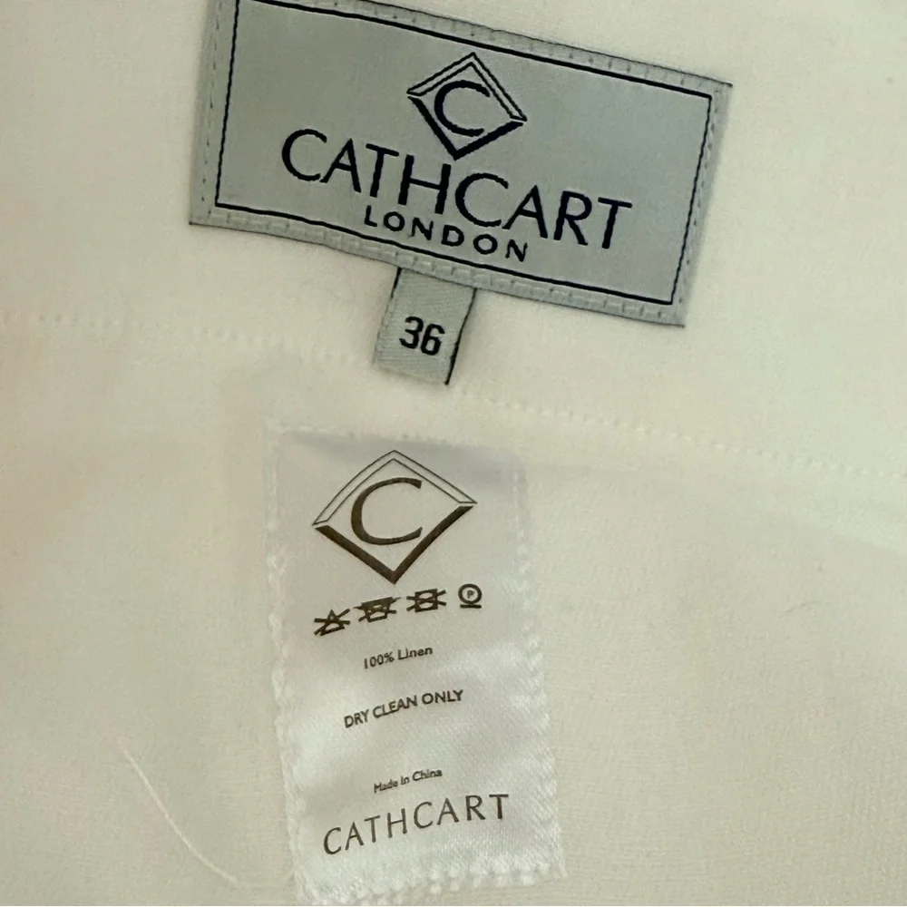 NWOT Cathcart Ellington White Linen Straight-Leg Trousers