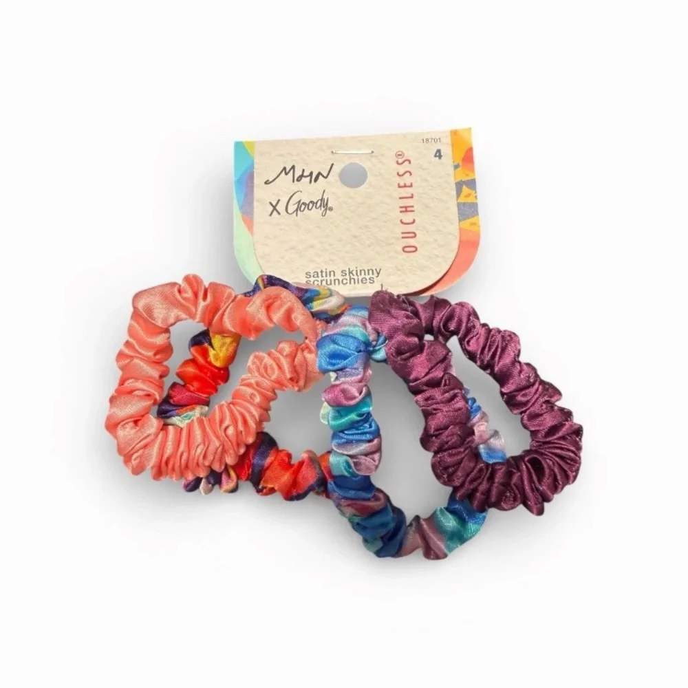 Satin Scrunchie Set Coral Purple Goody x Morgan Harper Nichols Skinny Hair Ties