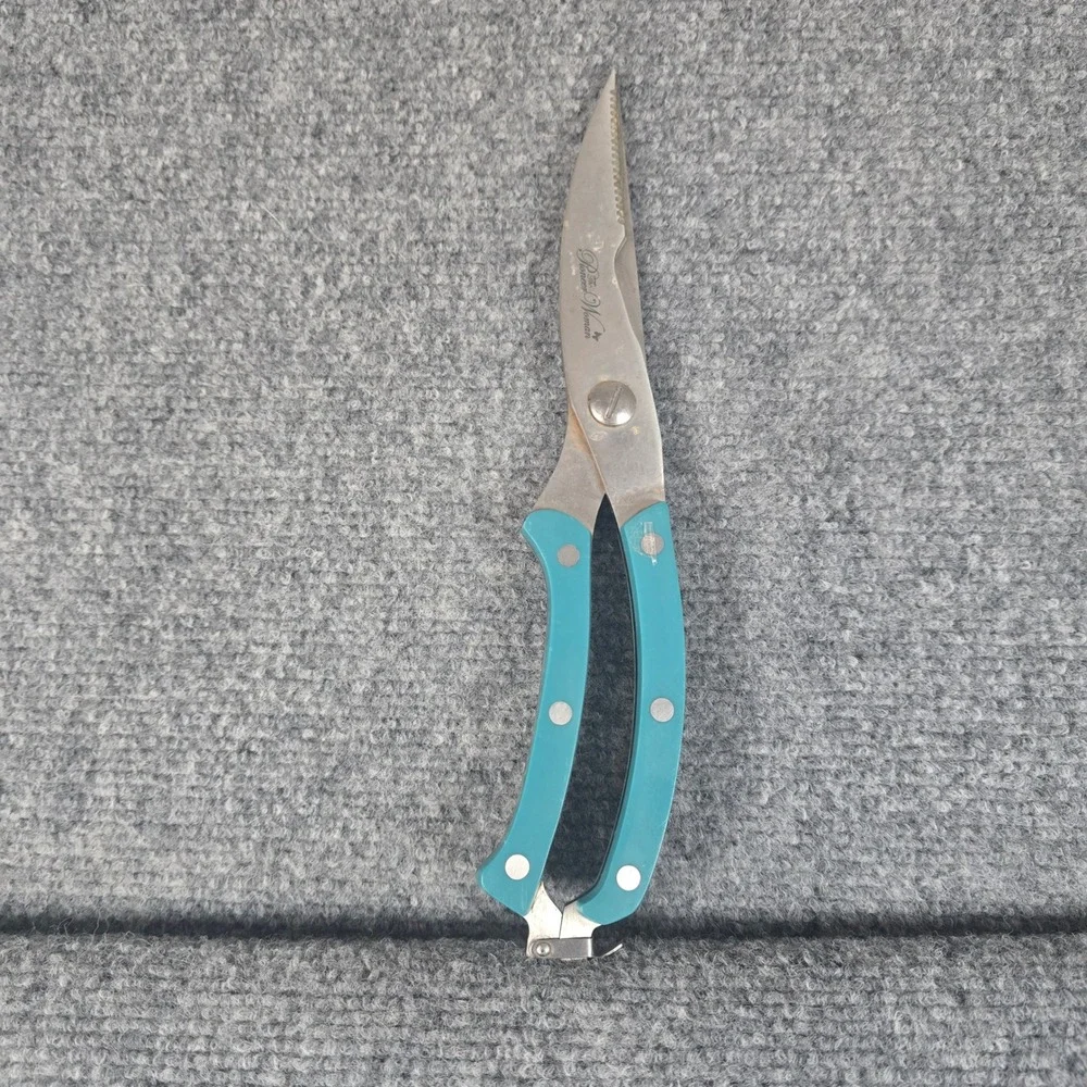 The Pioneer Woman Kitchen Shears Turquoise Handle‎ Serrated Blade Multi-tool
