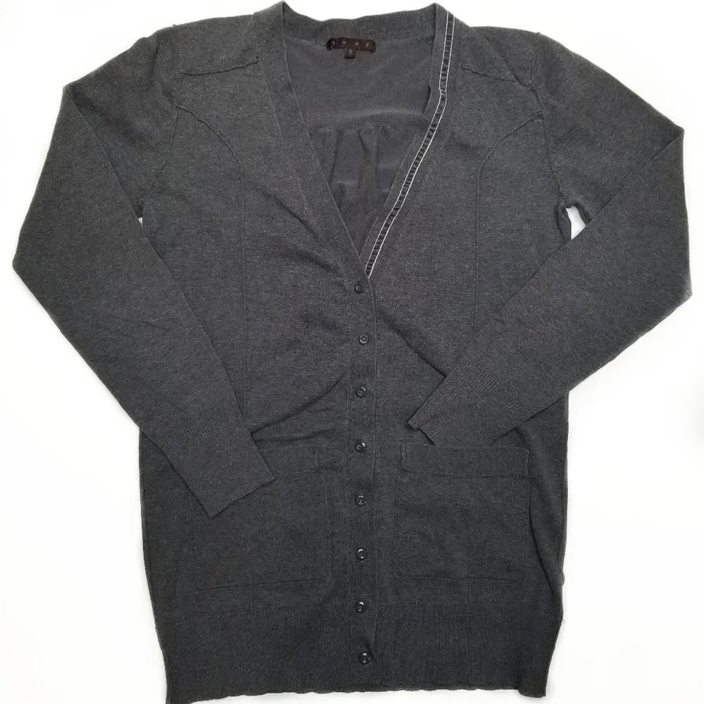 Shae V-Neck Cardigan Sweater Gray Small