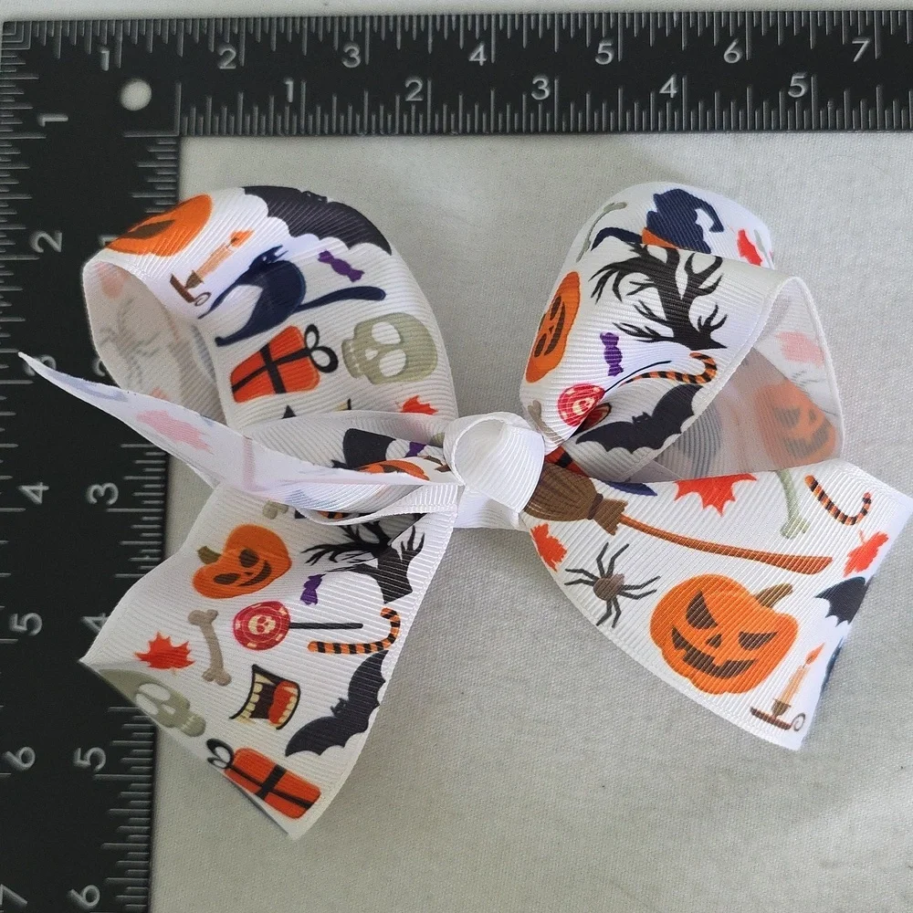 Set Of 3 Halloween Ribbon Hair Bows