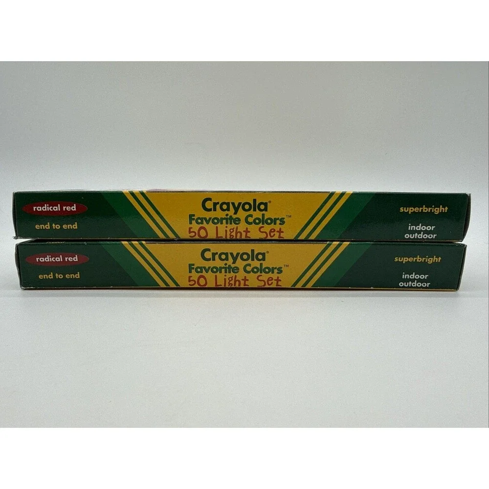 VTG Crayola Favorite Colors String Lights 50ct Radical Red In/Outdoor Works 2ct