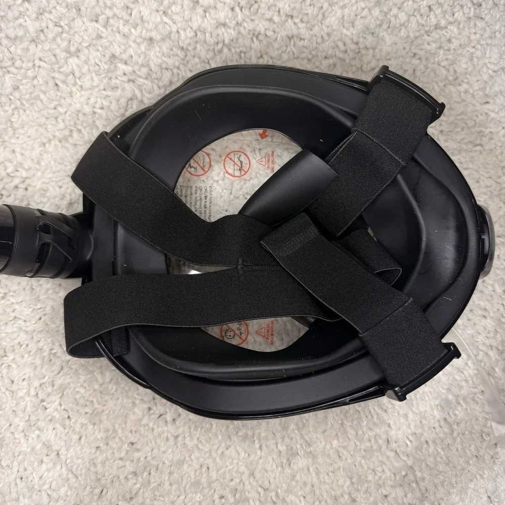 WSTOO Full Face Snorkel Mask Adult Black 180° View Dry Top Anti-Fog Camera Mount