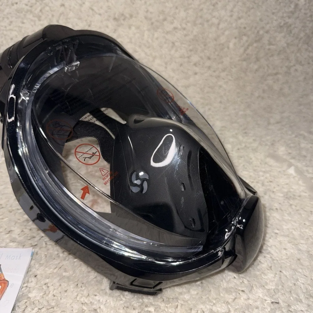 WSTOO Full Face Snorkel Mask Adult Black 180° View Dry Top Anti-Fog Camera Mount