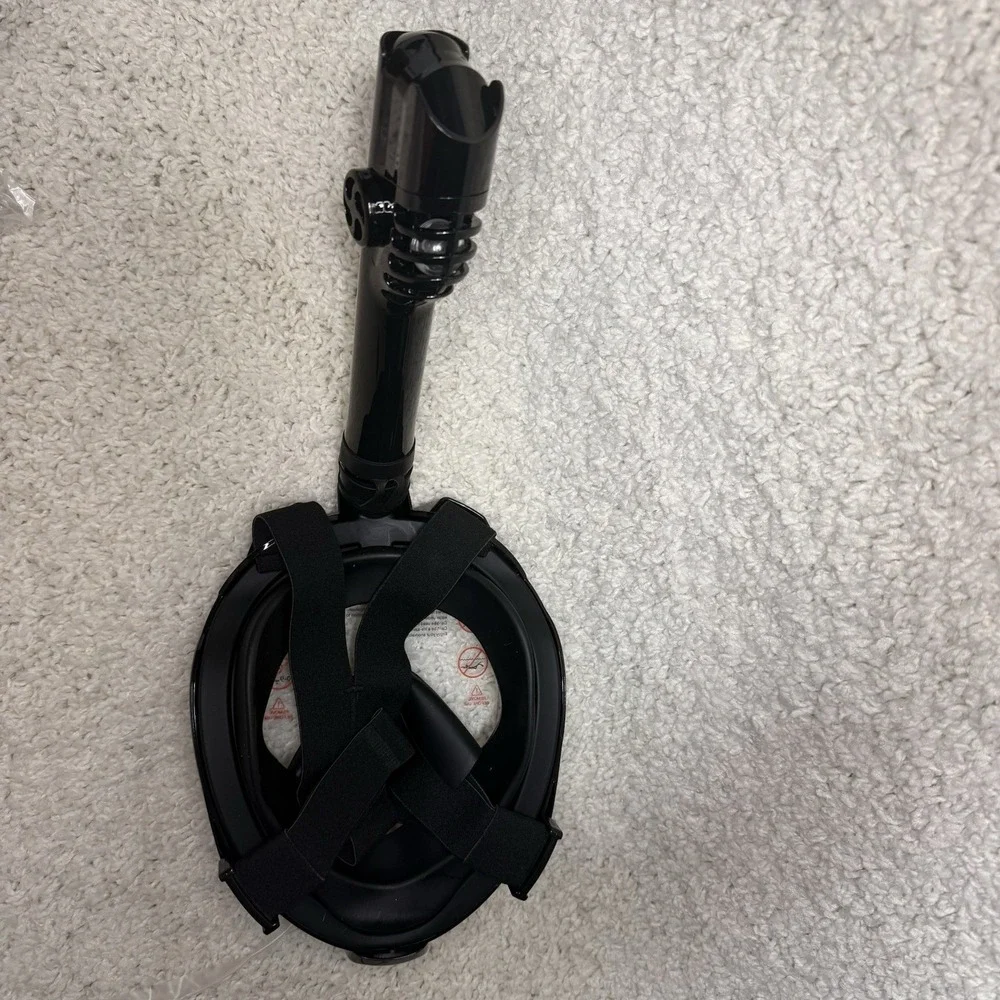WSTOO Full Face Snorkel Mask Adult Black 180° View Dry Top Anti-Fog Camera Mount