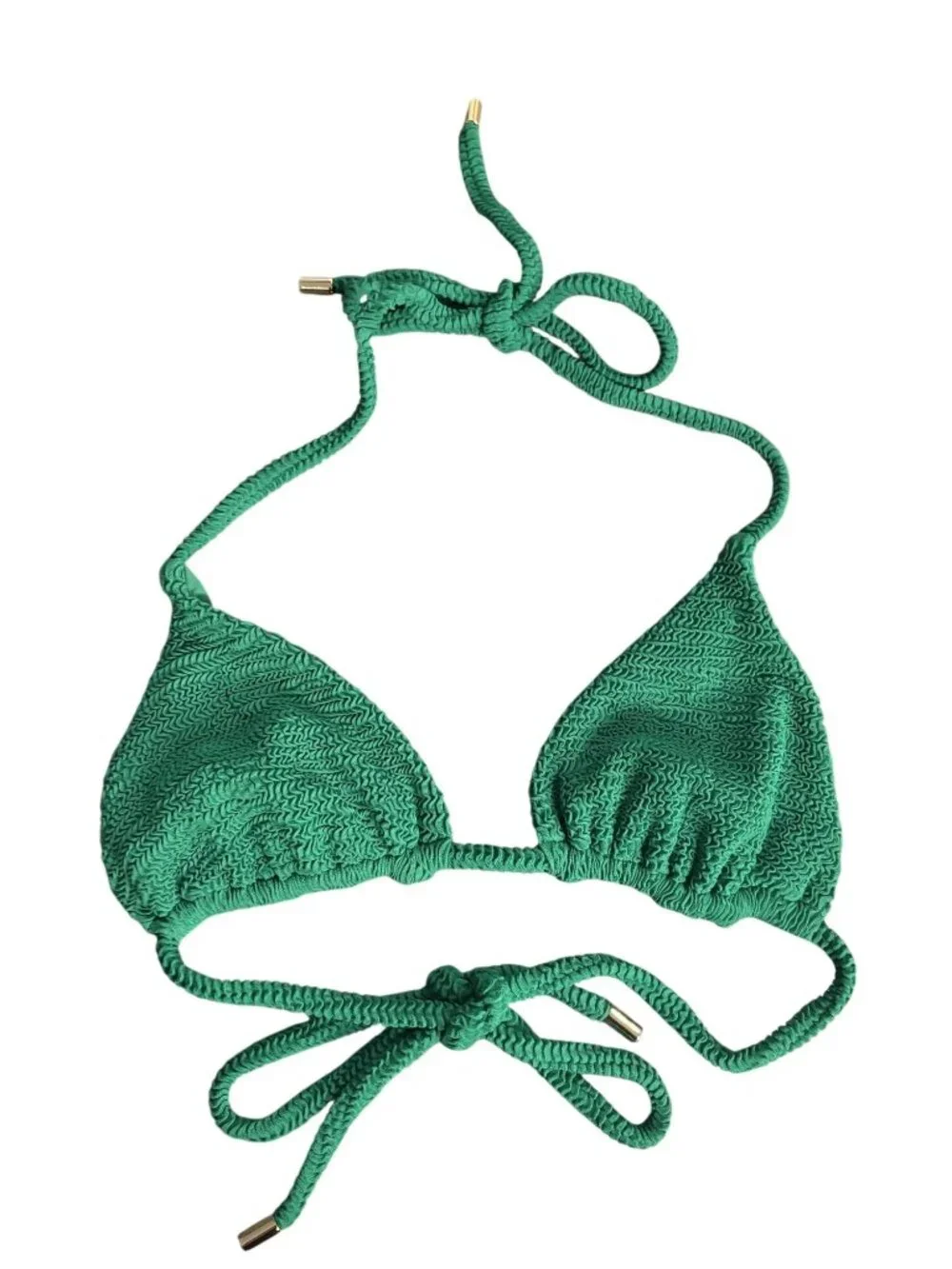 MONDAY Swimwear Palma Bikini Top in Palm Green Crinkle