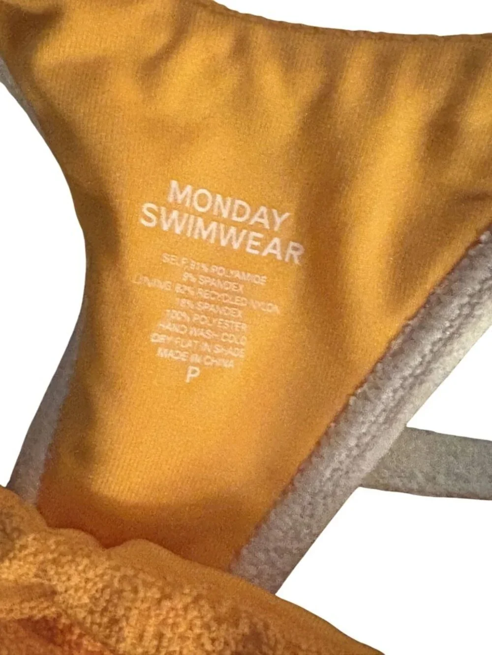 MONDAY Swimwear Palma Bikini Thong in Clementine Ivory Boucle