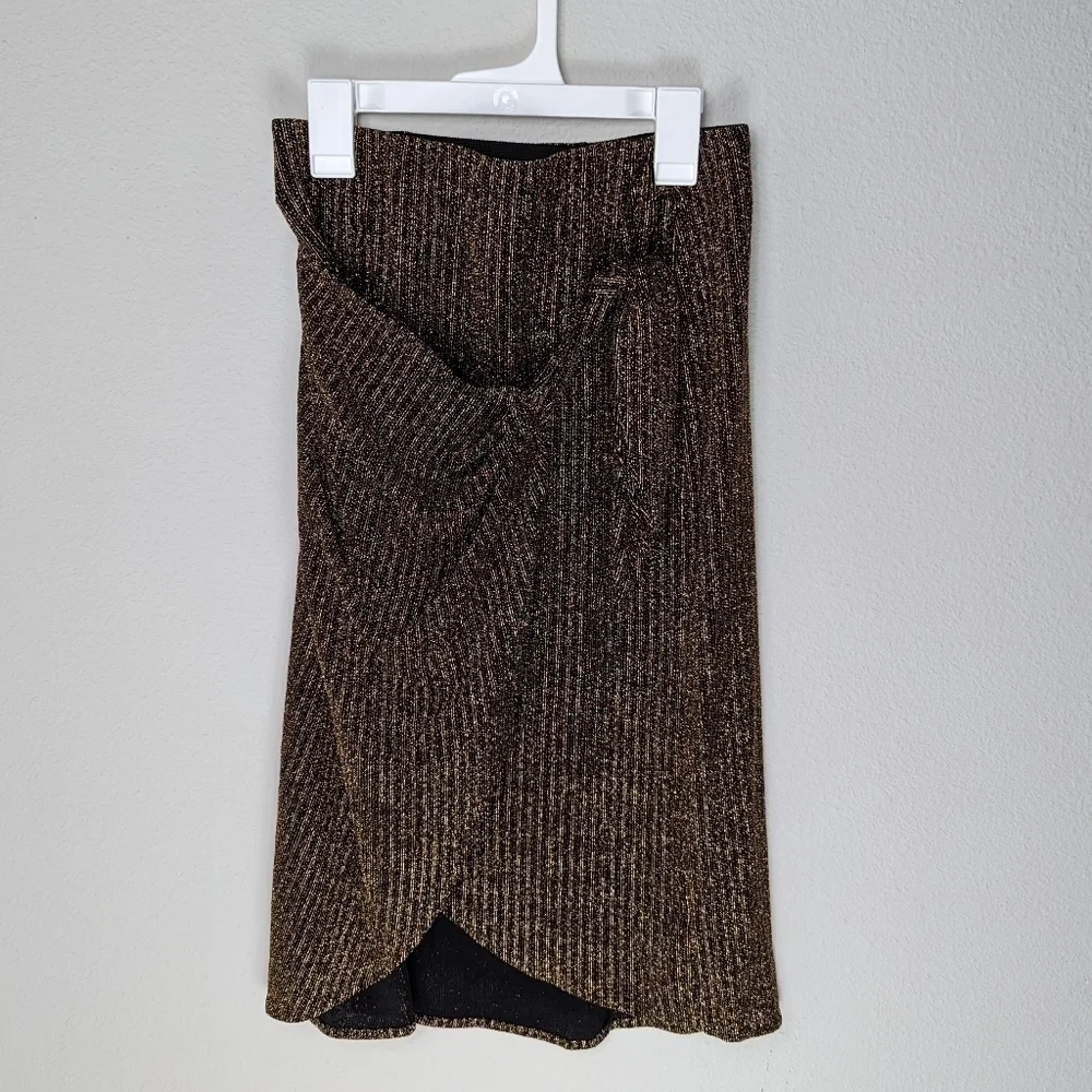 Show Me Your Mumu Anjolie Wrap Skirt Women's XS Gold Black Skirt Sparkle 5
