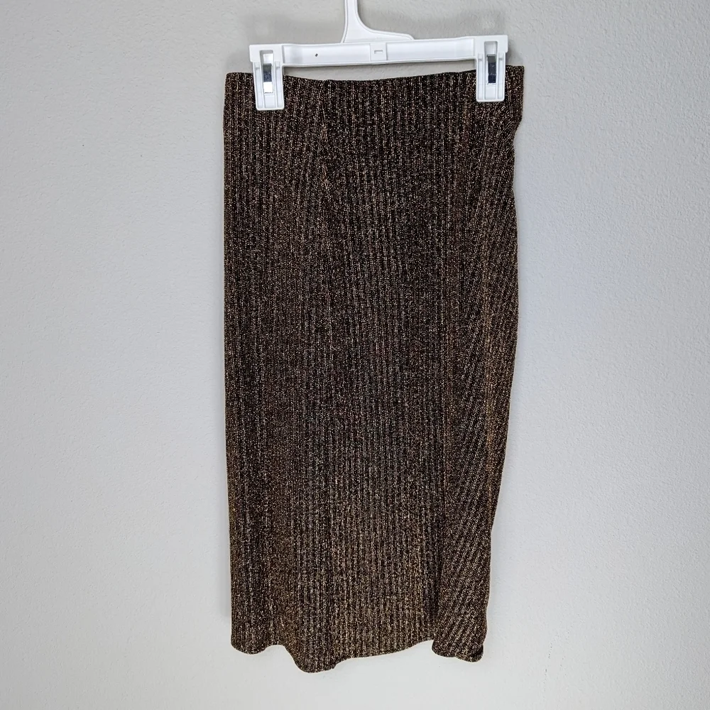 Show Me Your Mumu Anjolie Wrap Skirt Women's XS Gold Black Skirt Sparkle 5