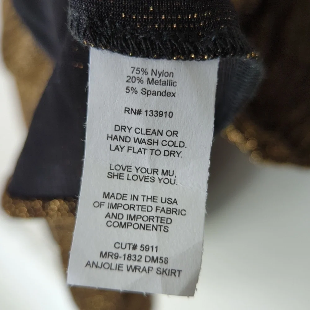 Show Me Your Mumu Anjolie Wrap Skirt Women's XS Gold Black Skirt Sparkle 5
