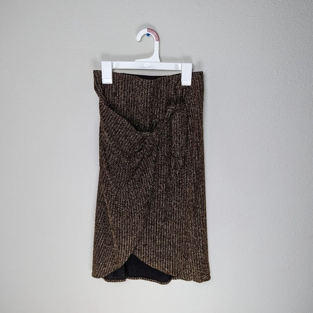 Show Me Your Mumu Anjolie Wrap Skirt Women's XS Gold Black Skirt Sparkle 5