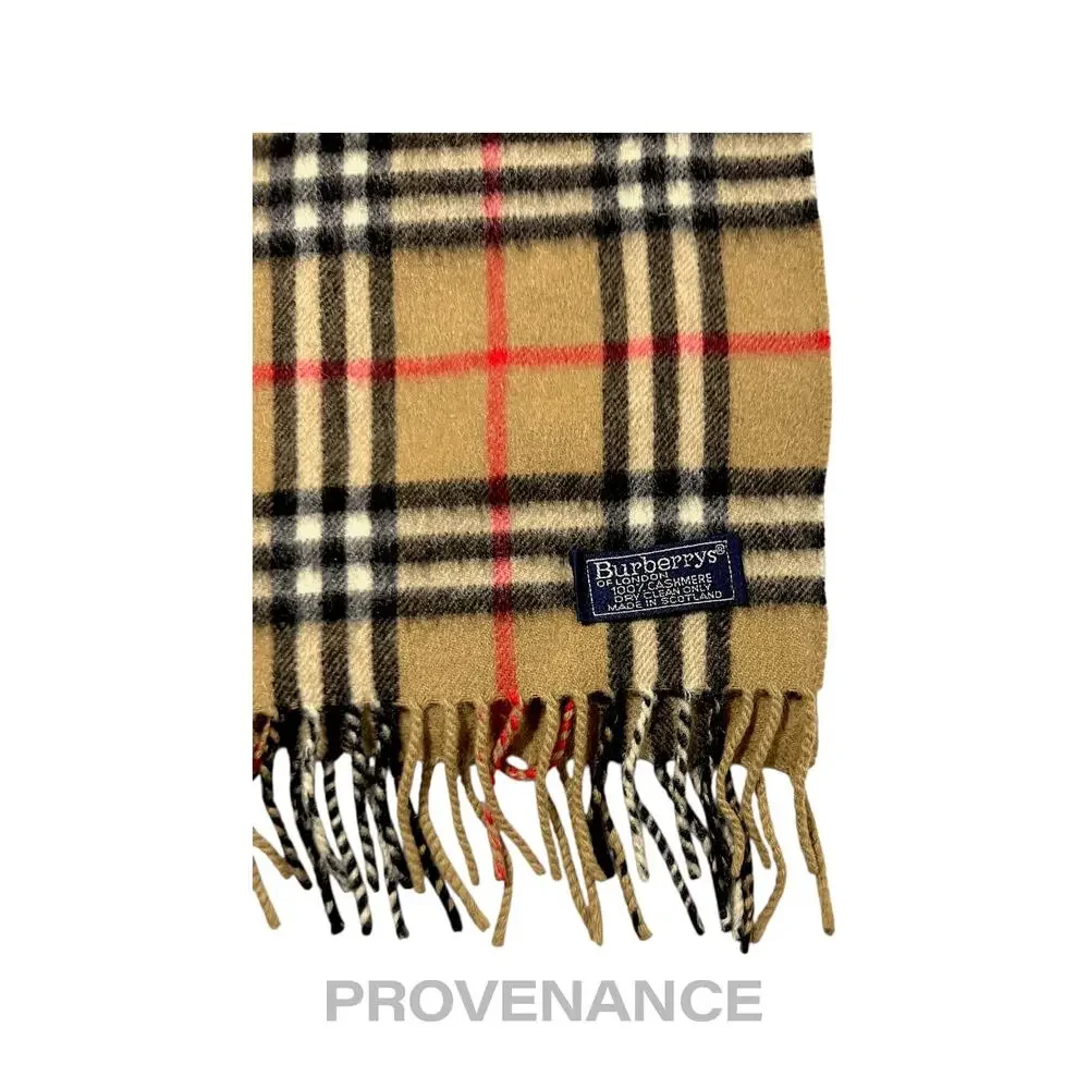 🔴 Vintage Burberrys Scarf Nova Check 100% Cashmere Camel