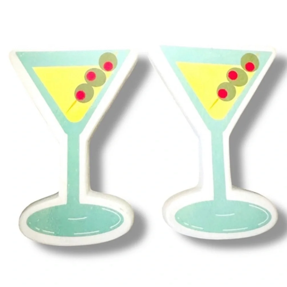 kate spade martini set of 3 in white & aqua  | towels, mitt, magnets NWT