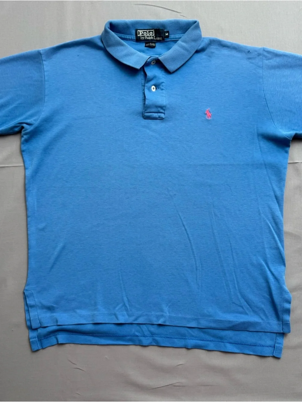 Polo Ralph Lauren Polo Shirt Blue Embroidered Logo Men's M Short Sleeve Cotton