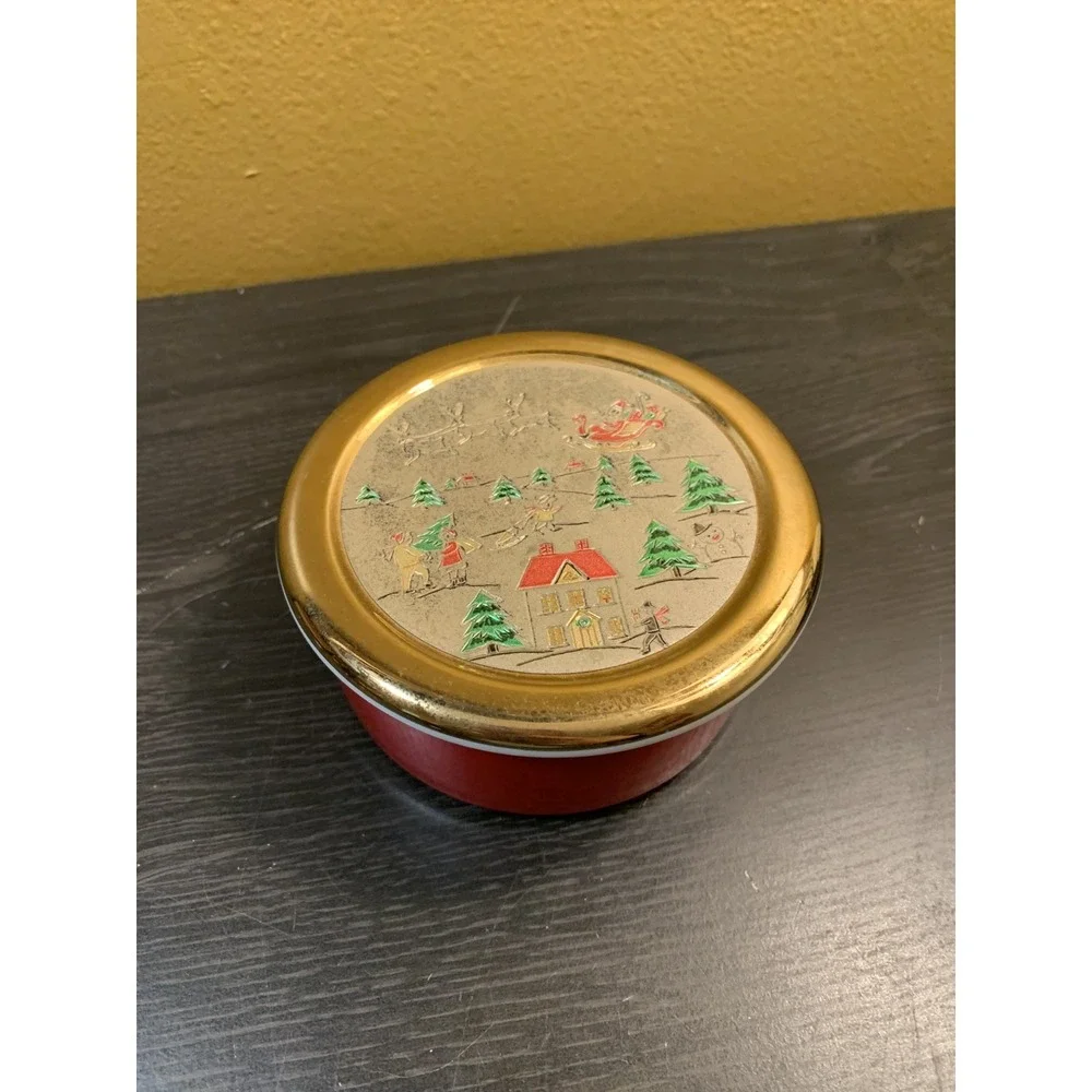 Jamestown China Christmas Chokin Covered Trinket Box Santa~Japan‎ 24k gold trim