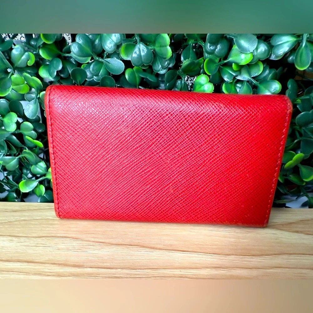 Prada Saffiano Leather Red Key Holder Wallet