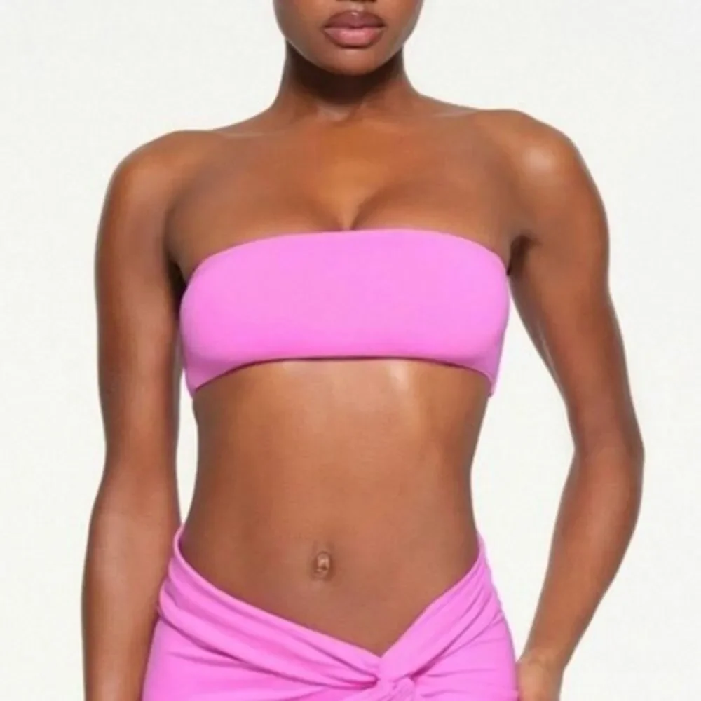 Skims Recycled Swim Bandeau Bikini Top Women Size 4X Pink Taffy NEW