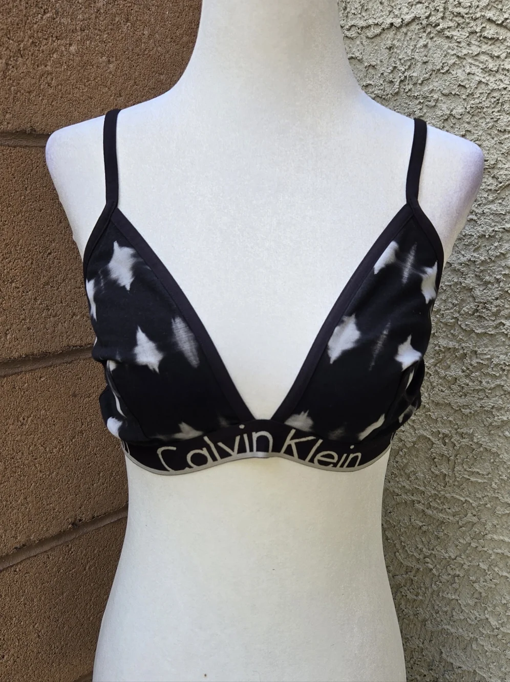 Calvin Klein Black & White Tie-Dye Triangle Bralette