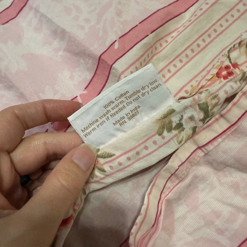 Vintage Neiman Marcus Pink Floral Ruffled Sham Cottagecore Coquette Romantic