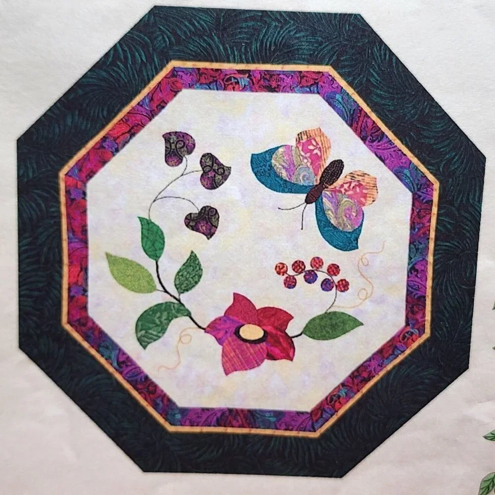 Butterfly Fancy Wall Quilt Applique Floral Octagonal or Medallion Mary Sorensen