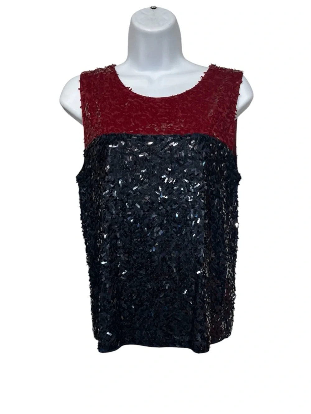 J. Crew navy & red sequined top size small
