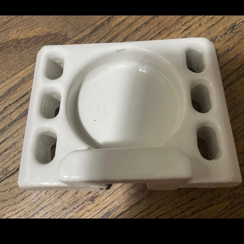 Vintage Toothbrush & Cup Wall Holder White