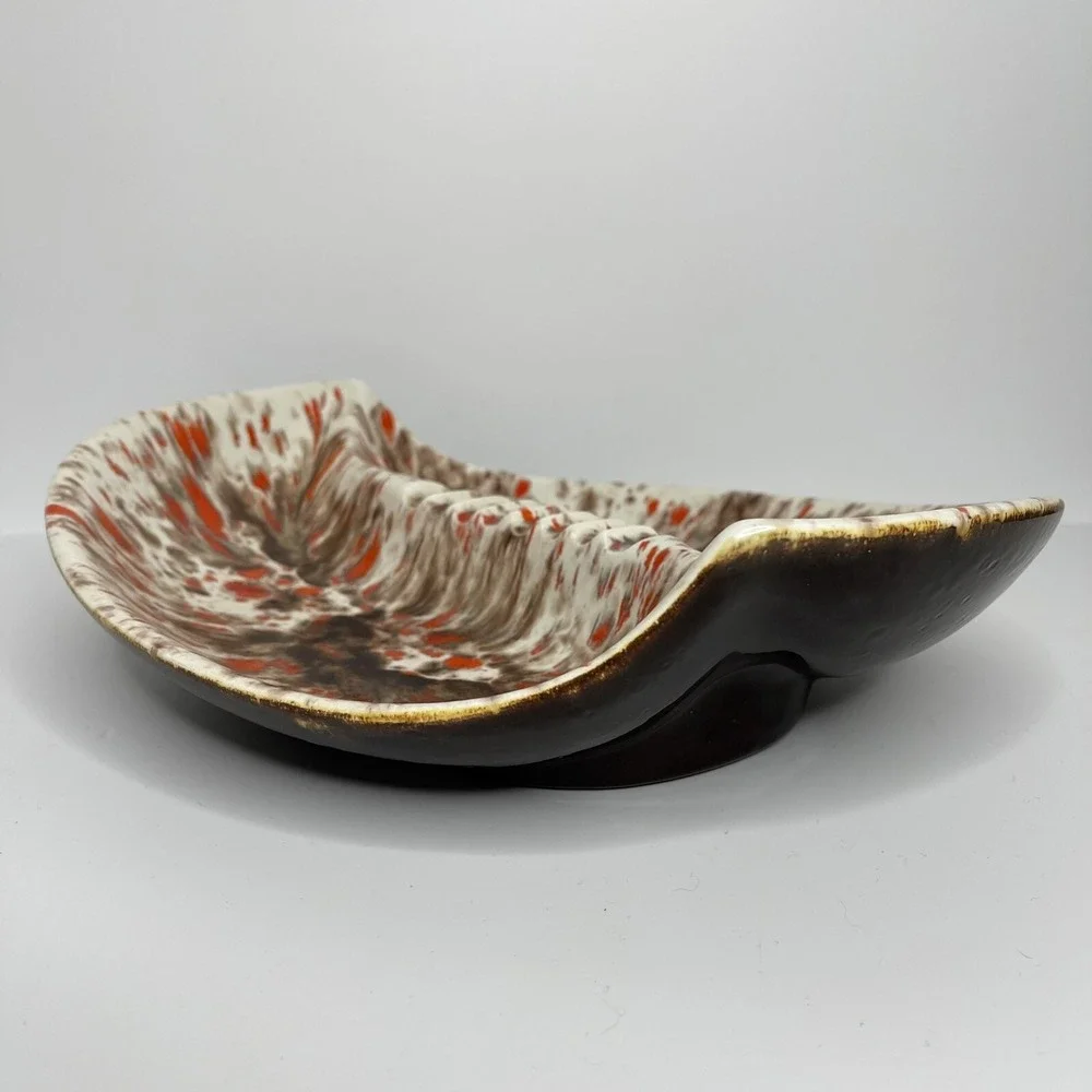 Mid Century Retro Boomerang‎ Large Table Ashtray Atomic Speckled Geometric Vtg