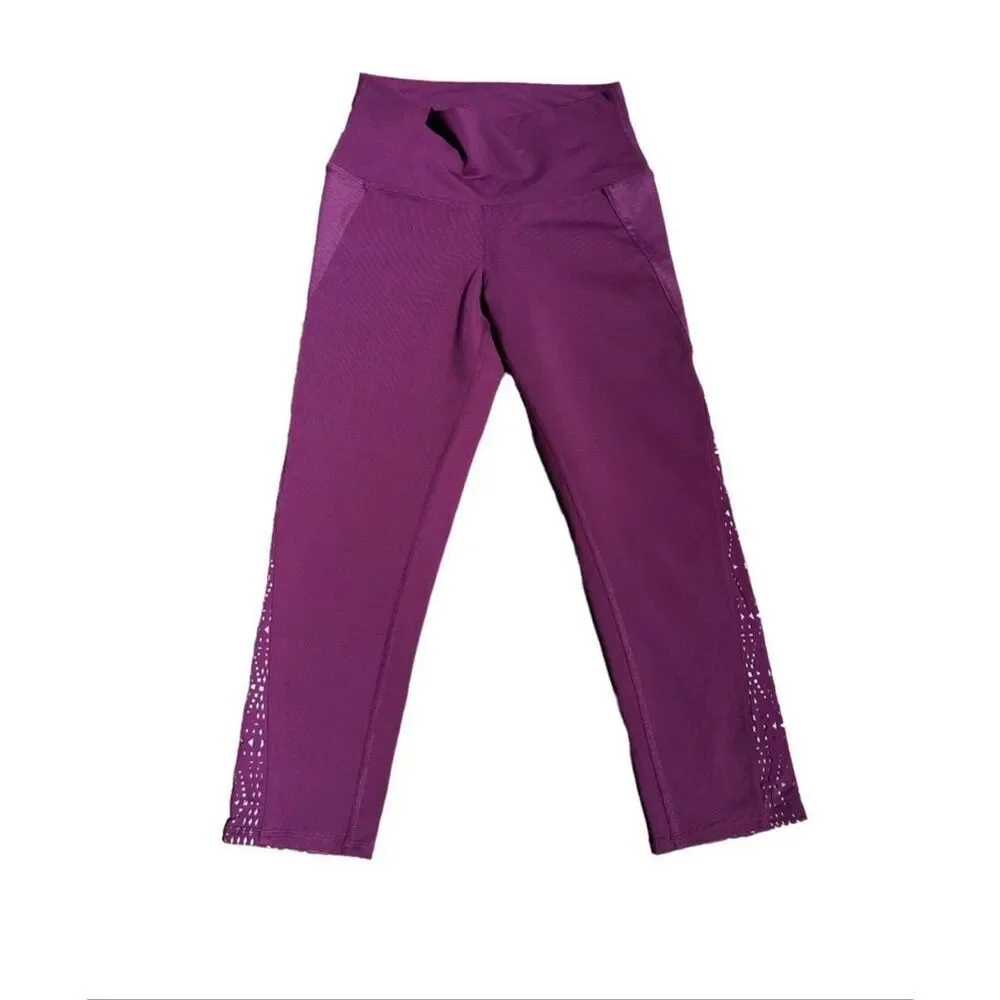 Alo Yoga High Waisted Patina Yoga Pants Activewear Leggings Capris Purple Small