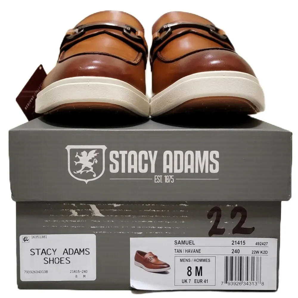 Stacy Adams Men Horsebit Slip On Loafer Samuel Size US 8M Tan Brown Leather