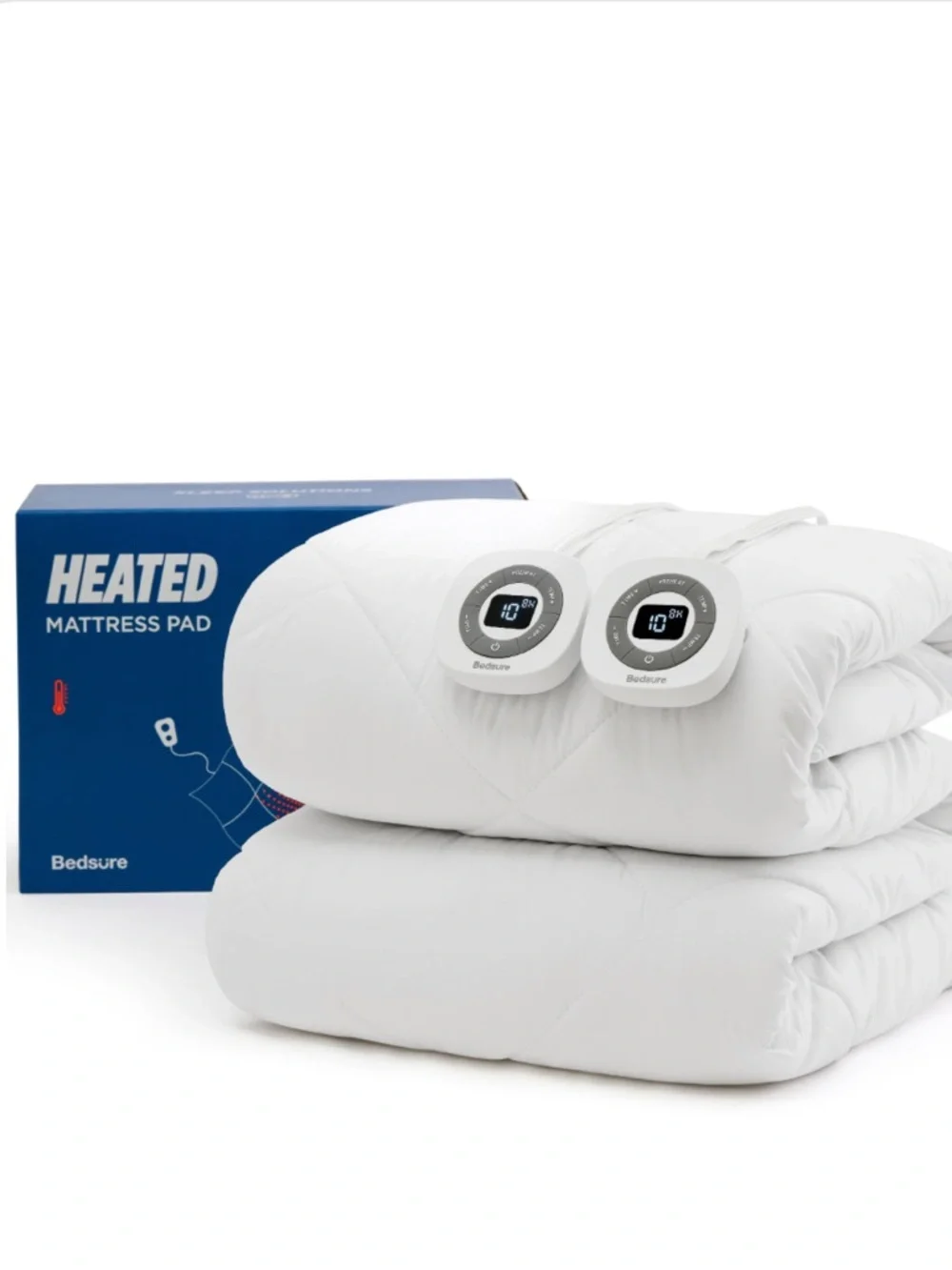 Heated Mattress Pad Dual Remotes White KING