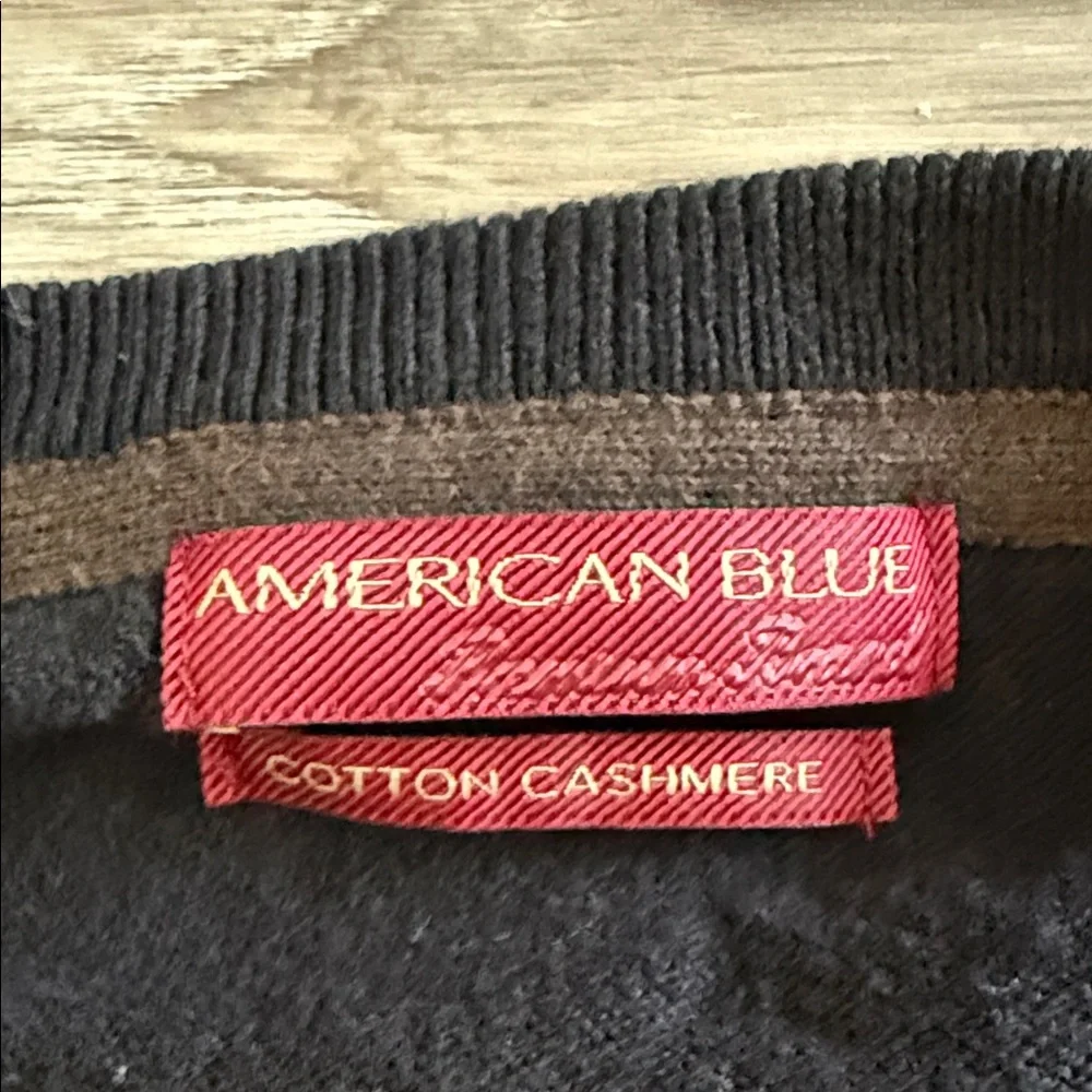 American Blue Cotton Cashmere Men's Sweater Size XL Black w/ Diamond Pattern