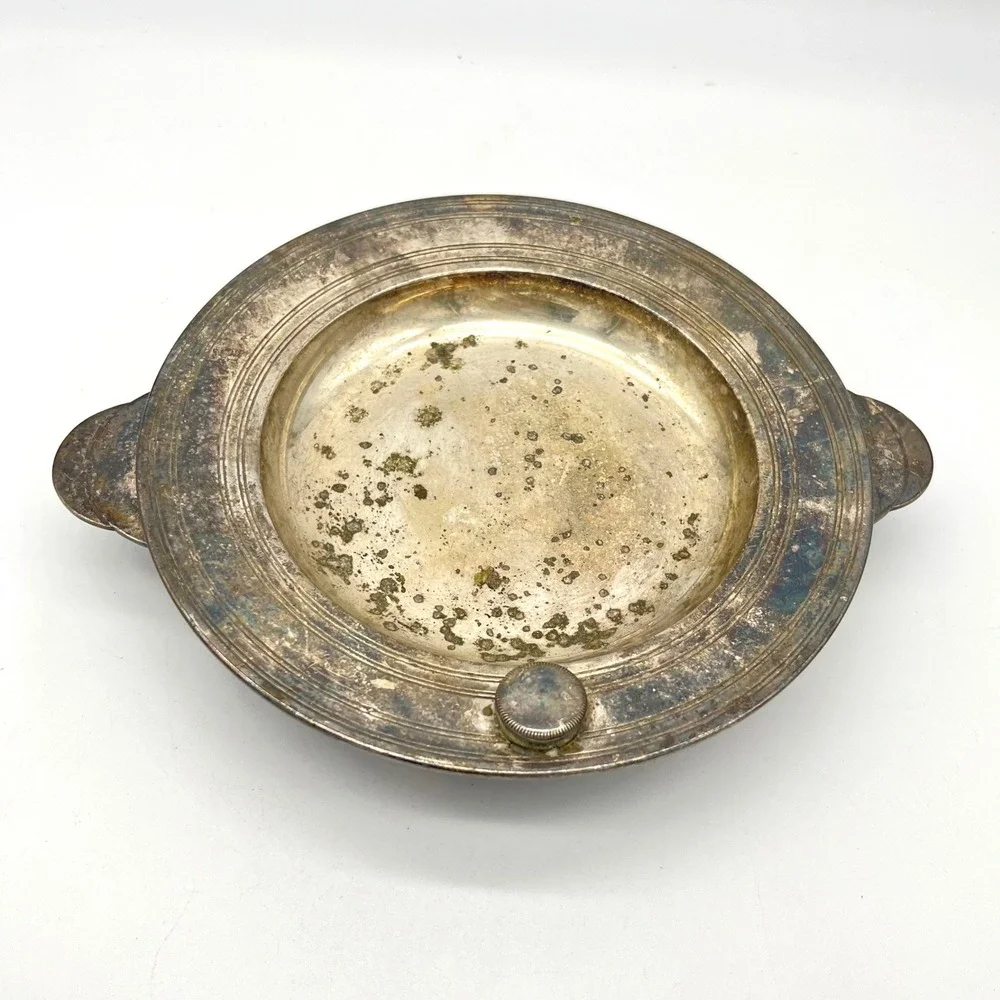 Vintage Silver Plated Warming Plate Dish Candle Warmer Trivet Serving‎ Tray