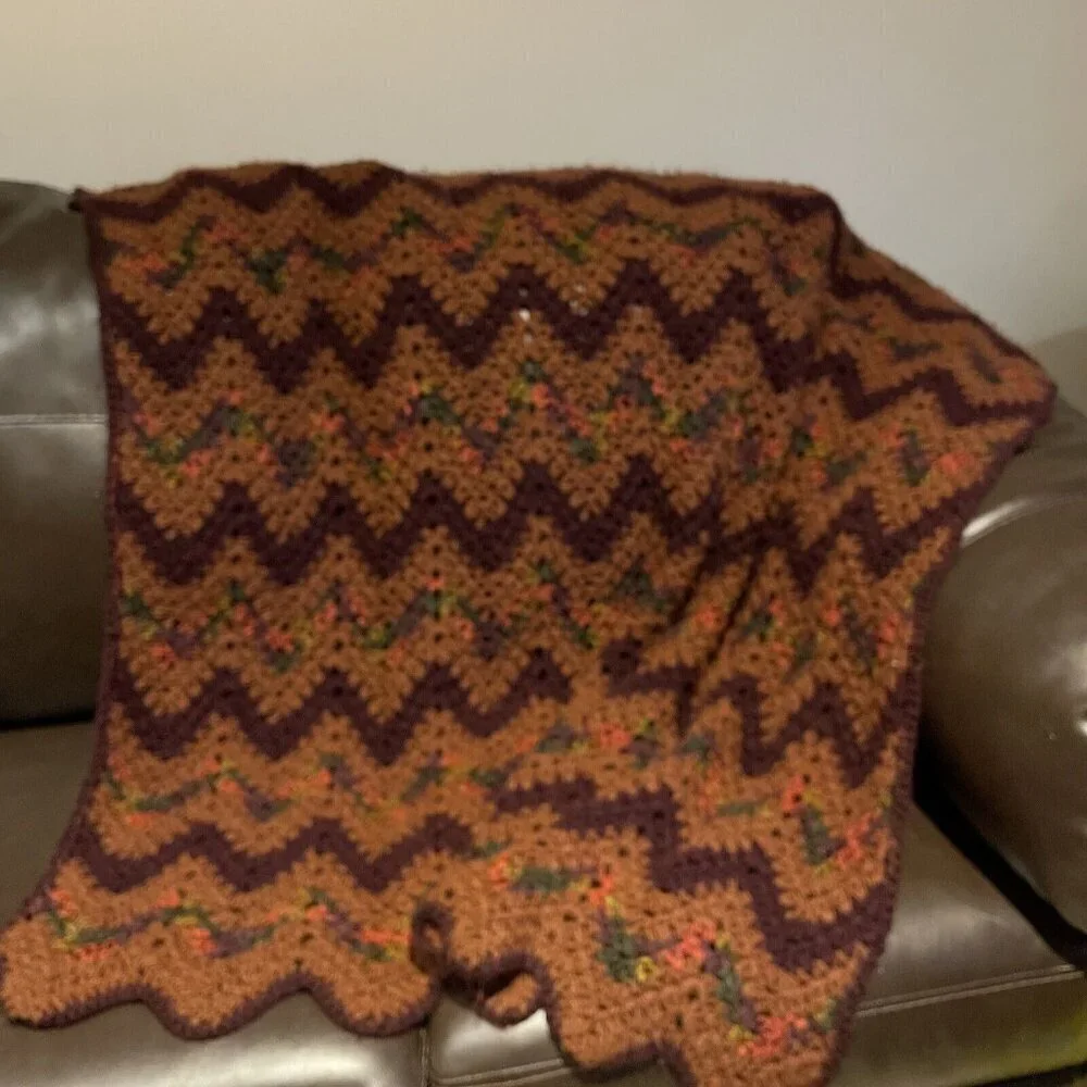 Vintage Handmade Crochet Afghan Throw 51x48