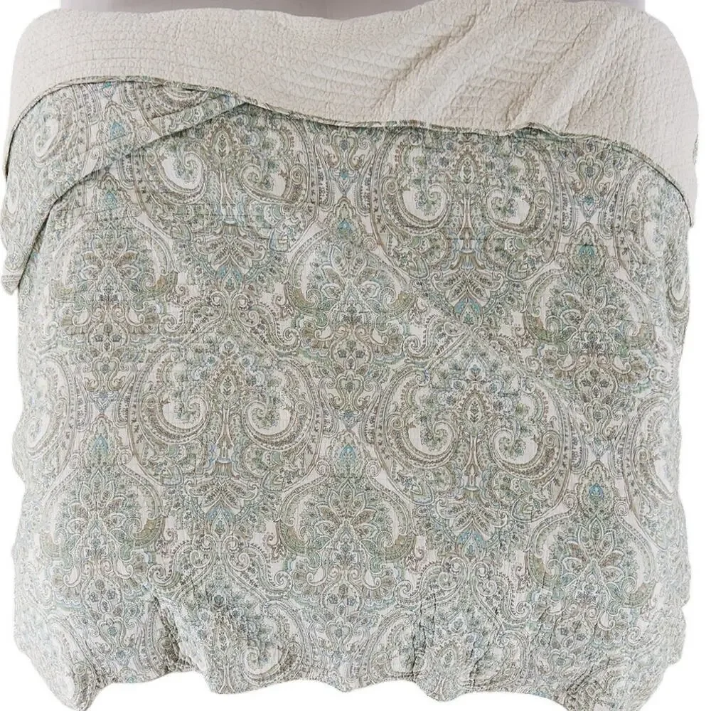 Levtex Home NWT Assisi Quilt Set Full/Queen 2 Shams Mint Green Paisley Floral