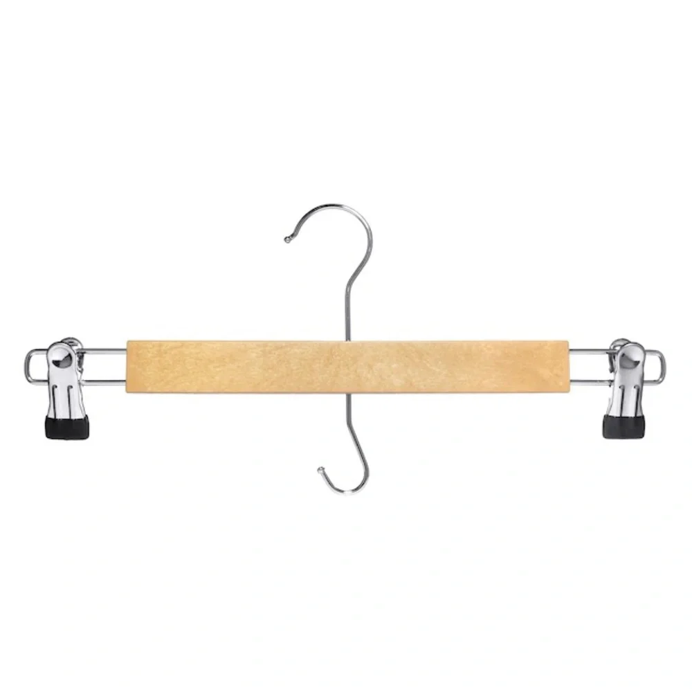 IKEA Tan Wood Pants Hanger w Metal Clips Clamps & Hook