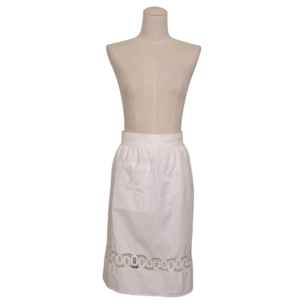 Belgian Battenburg Lace Cotton Half Apron White
