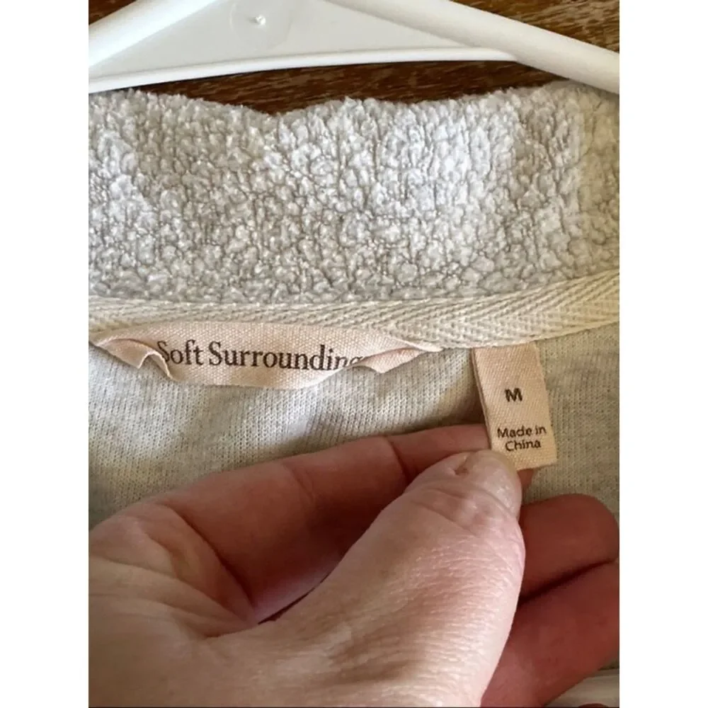 Soft Surroundings Natural Cuddle Pullover Henley Sweater Womens Medium Grey