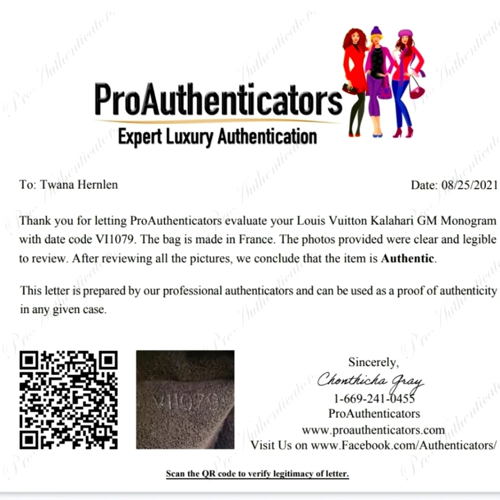 Louis Vuitton includes certificate