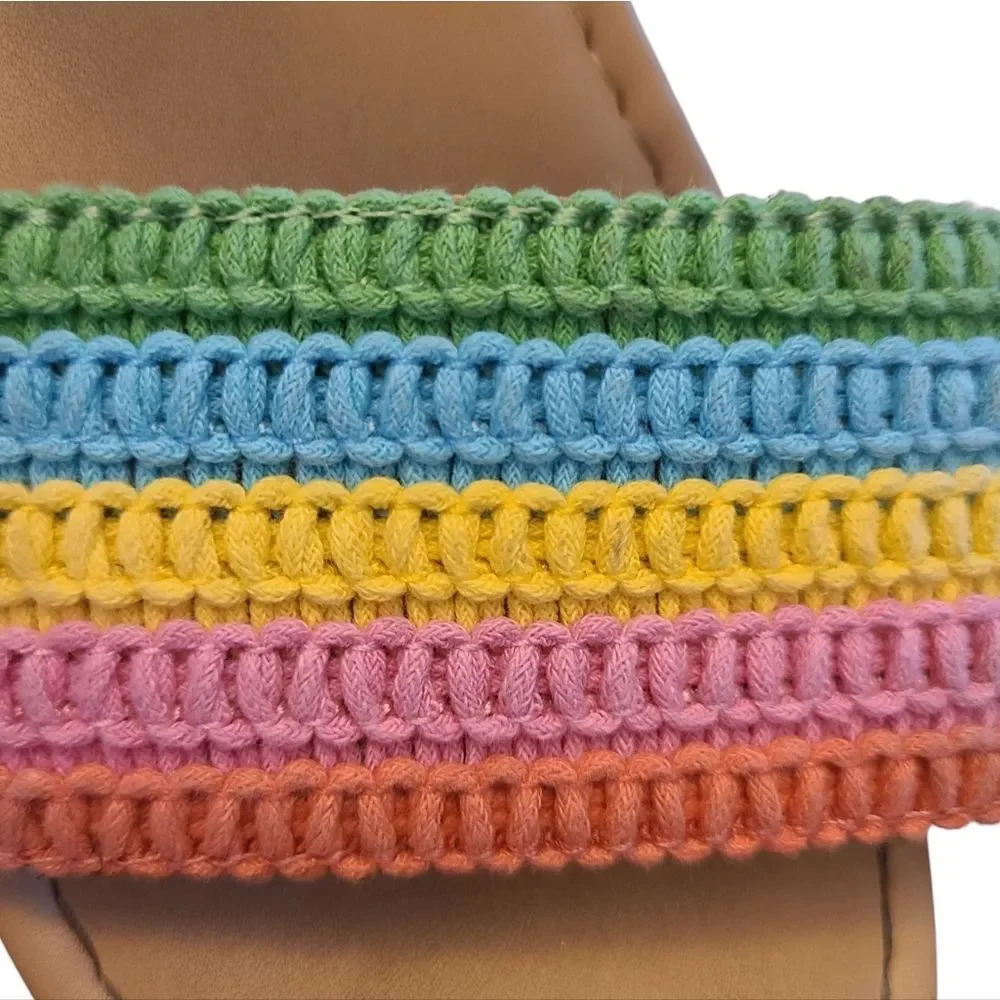 CAT & JACK Sandals Crocheted Rainbow Leather Ankle Straps Kids sz 3‎