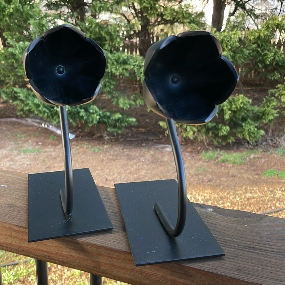 IKEA BAKHASARE Bookend Steel flower Tulip Black (SET OF 2)