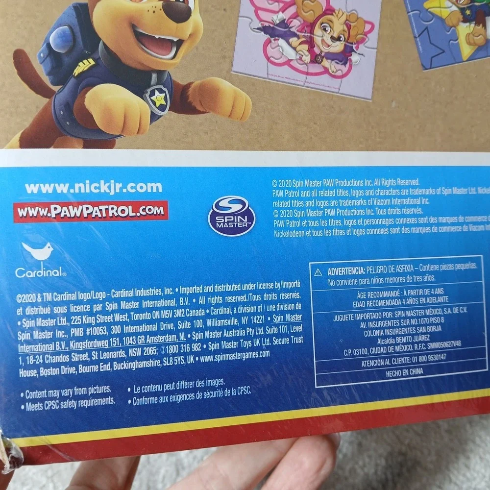Paw Patrol Set of 5 Wood Puzzles in Wooden Storage Box Ages 3+ New