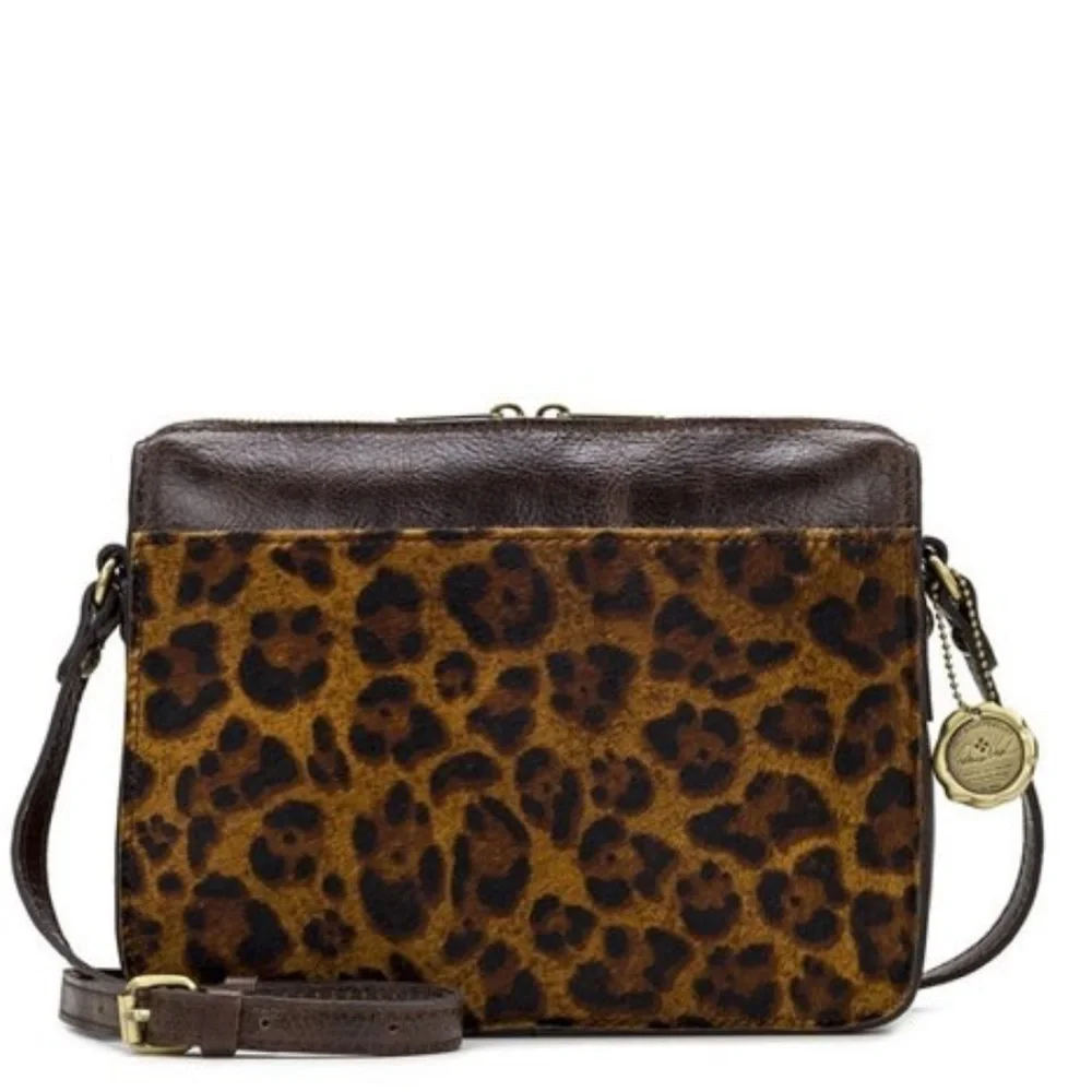 Patricia Nash Nazaire Cheetah Print Brown Leather Crossbody Bag