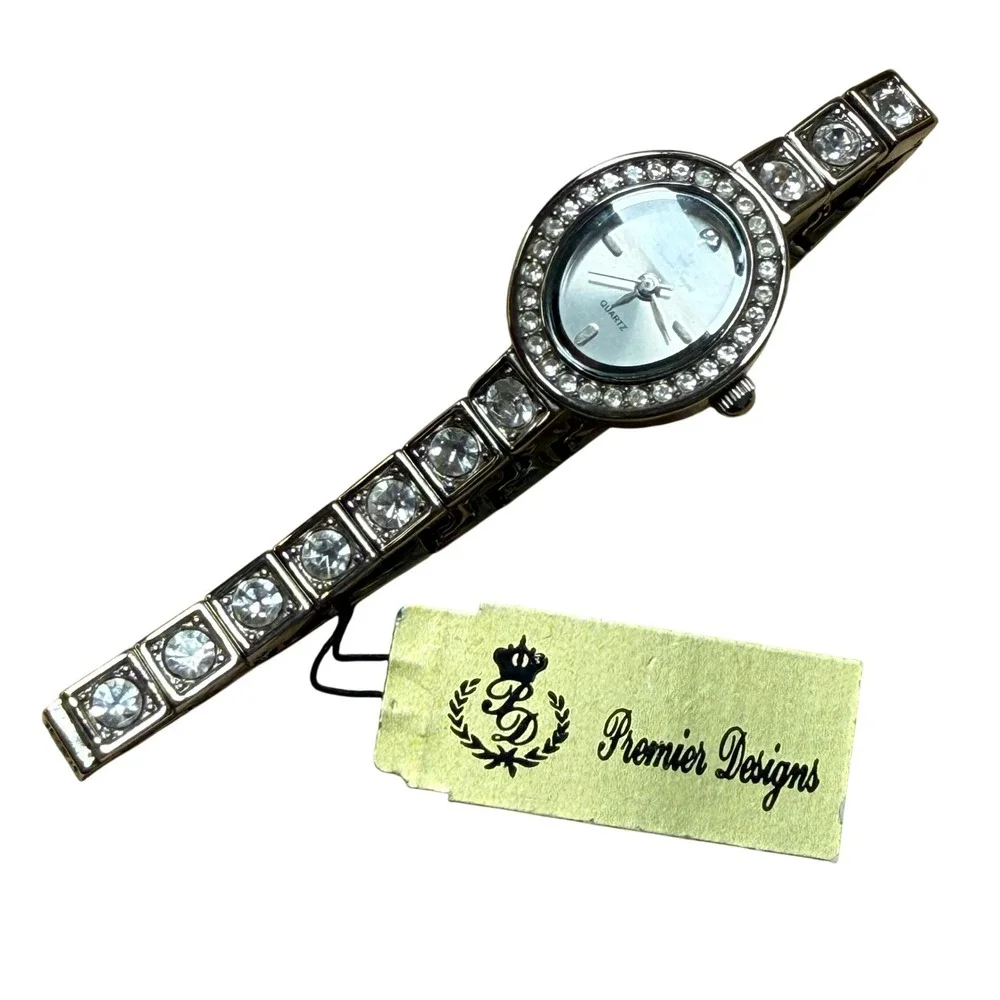Premier‎ Designs Sophistication Watch Silver Tone Crystal Link NOT TESTED