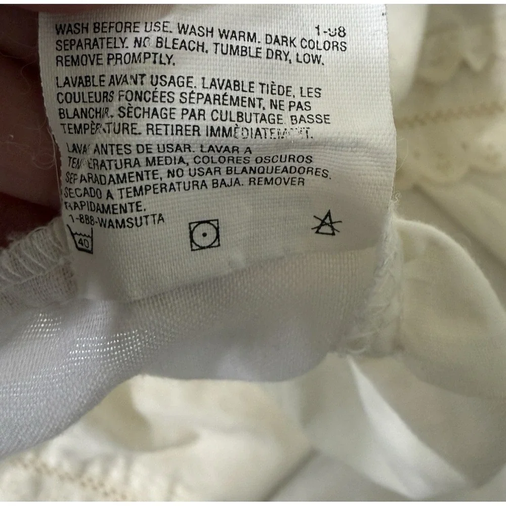 Vtg Twin Bedskirt Ruffle Eyelet Lace Embroidered Cream Cottage Farmhouse Flaws