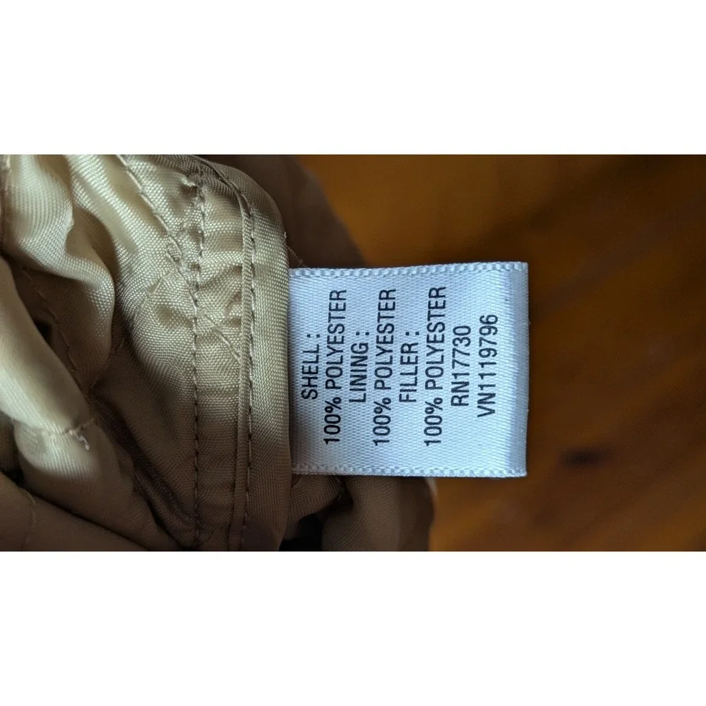 Merona Womens Medium Jacket Lightweight Tan Diamond Quilt Full Zip Snap Buttons