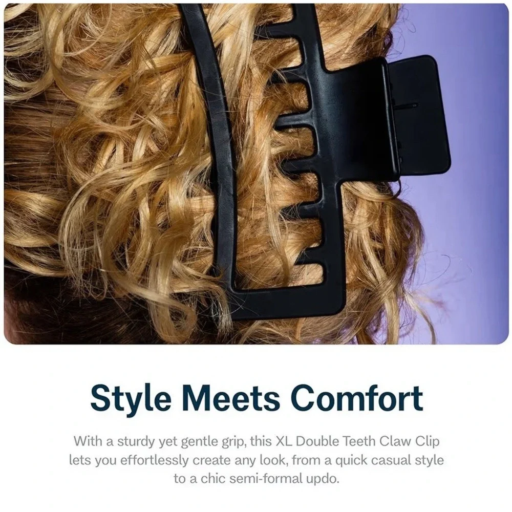 Gimme Beauty XL Rectangle Claw Clip Duo - Hair Clips with Velvet-Like Black
